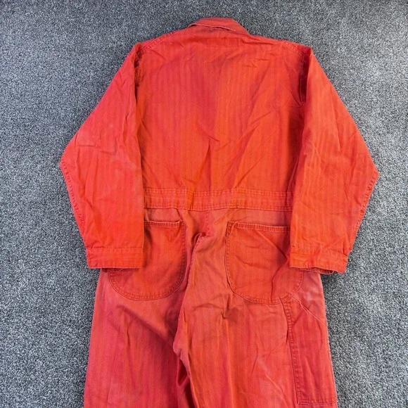 Vintage 60s HBT Coveralls Mens 38 Orange Herringbone Jumpsuit Union Detroit